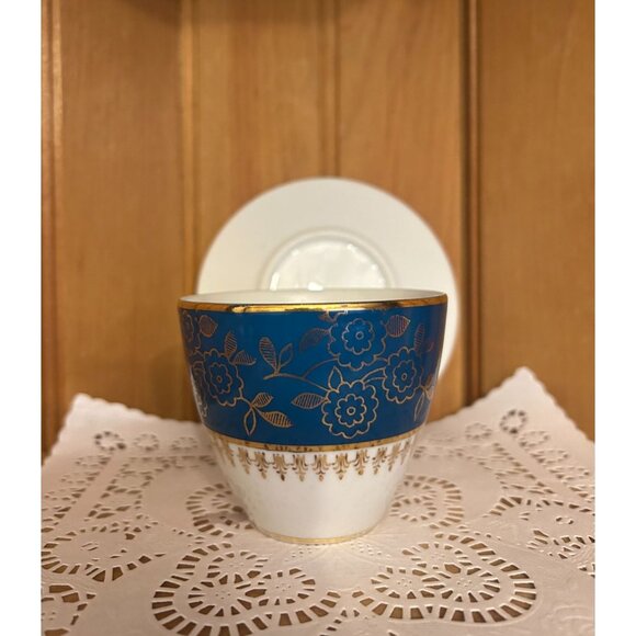 Vintage Teal Blue Gold Mismatched Teacup Saucer Gold Spoon MZ Czechoslovakia - Picture 7 of 10